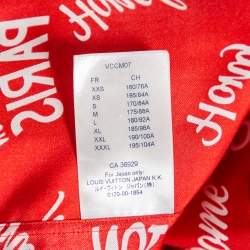 Pre Owned Louis Vuitton Red City Logo Printed Silk Hawaiian Shirt XXL