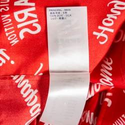 Pre Owned Louis Vuitton Red City Logo Printed Silk Hawaiian Shirt XXL