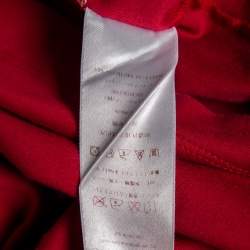 مملوكة مسبقًا تي شيرت بولو لوي فيتون قطن أحمر مزين جيب دامييه مقاس صغير (سمول)