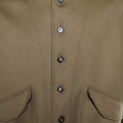 Pre Owned Louis Vuitton Khaki Brown Wool Button Front Jacket XXL 