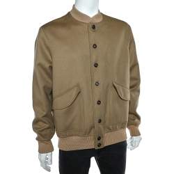 Pre Owned Louis Vuitton Khaki Brown Wool Button Front Jacket XXL 