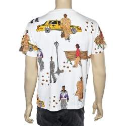 Pre Owned Louis Vuitton White Printed Cotton Short Sleeve T-Shirt M
