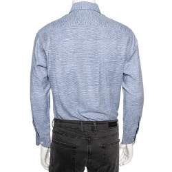 مملوكة مسبقًا Louis Vuitton Blue Printed Cotton Button Front Shirt M