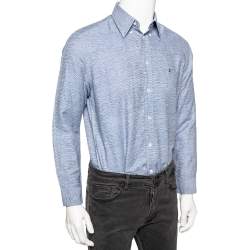 مملوكة مسبقًا Louis Vuitton Blue Printed Cotton Button Front Shirt M