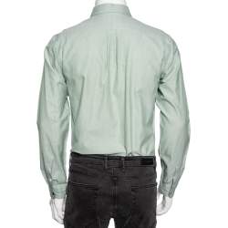 Pre Owned Louis Vuitton Light Green Cotton Logo Embroidered Button Front Shirt M 