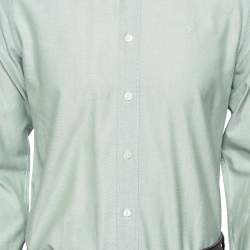 Pre Owned Louis Vuitton Light Green Cotton Logo Embroidered Button Front Shirt M 