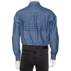 مملوكة مسبقًا Louis Vuitton Blue Chambray Logo Printed Button Front Shirt L