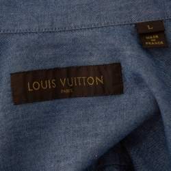 مملوكة مسبقًا Louis Vuitton Blue Chambray Logo Printed Button Front Shirt L