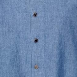 مملوكة مسبقًا Louis Vuitton Blue Chambray Logo Printed Button Front Shirt L