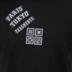 Pre Owned Louis Vuitton Black Cotton Logo Patch Appliqued Short Sleeve T-Shirt L