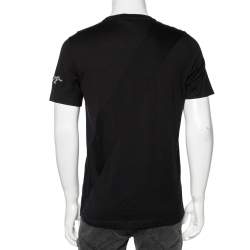 Pre Owned Louis Vuitton Black Cotton Logo Patch Appliqued Short Sleeve T-Shirt L