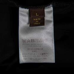Pre Owned Louis Vuitton Black Cotton Logo Patch Appliqued Short Sleeve T-Shirt L