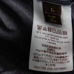 Pre Owned تي شيرت لوي فيتون رقبة مستديرة تفاصيل تضليع مغاير قطن رمادي مقاس كبير جدا جدا