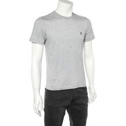 Louis Vuitton Light Grey Cotton Logo Embroidered Crewneck T-Shirt S