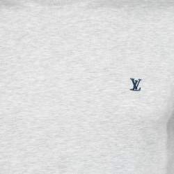 Louis Vuitton Light Grey Cotton Logo Embroidered Crewneck T-Shirt S