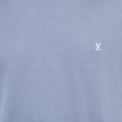 Pre Owned تي شيرت لوي فيتون قطن أزرق فاتح بالشعار المطرز رقبة مستديرة مقاس كبير جدًا - إكس لارج