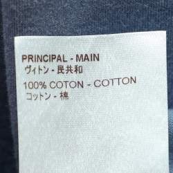 Pre Owned تي شيرت لوي فيتون قطن أزرق فاتح بالشعار المطرز رقبة مستديرة مقاس كبير جدًا - إكس لارج