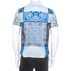 Pre Owned قميص لوي فيتون بايسبول قطن أزرق طباعة بايزلي بشعارالماركة مقاس صغير جداً ( إكس سمول )