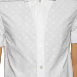 Louis Vuitton White Logo Detail Cotton Baseball Shirt S