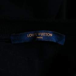 Louis Vuitton Black Cotton LV Stitched Crew Neck T-shirt S