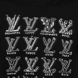 Louis Vuitton Black Cotton LV Stitched Crew Neck T-shirt S