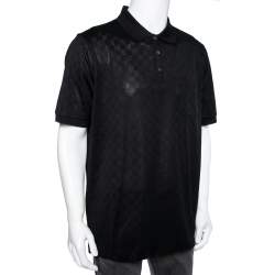 مملوكة مسبقًا Louis Vuitton Black Textured Cotton Polo T-Shirt XXL