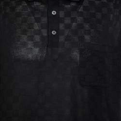 مملوكة مسبقًا Louis Vuitton Black Textured Cotton Polo T-Shirt XXL
