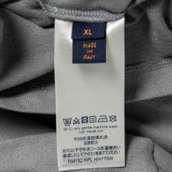 Pre Owned Louis Vuitton Grey Cotton Padded Embroidered Plastron Crew Neck T-Shirt XL