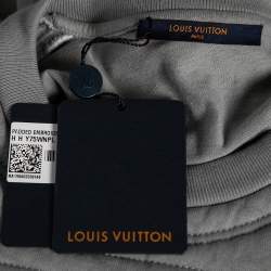 Pre Owned Louis Vuitton Grey Cotton Padded Embroidered Plastron Crew Neck T-Shirt XL
