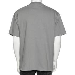 Pre Owned Louis Vuitton Grey Cotton Padded Embroidered Plastron Crew Neck T-Shirt XL