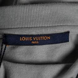 Pre Owned Louis Vuitton Grey Cotton Padded Embroidered Plastron Crew Neck T-Shirt XL