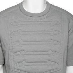 Pre Owned Louis Vuitton Grey Cotton Padded Embroidered Plastron Crew Neck T-Shirt XL