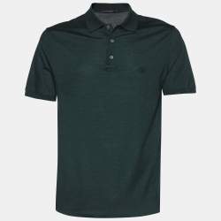 Pre Owned Louis Vuitton Green Cotton Pique Polo T-Shirt L
