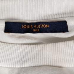 Pre Owned Louis Vuitton White Cotton Logo Embroidered Long Sleeve T-Shirt M