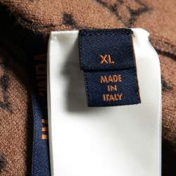 Pre Owned Louis Vuitton x NBA Brown Monogram Jacquard Wool Zip Front Jacquard XL