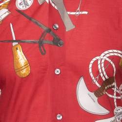 Louis Vuitton Red Tools Printed Cotton Button Front Shirt M