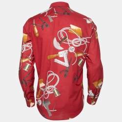 Louis Vuitton Red Tools Printed Cotton Button Front Shirt M