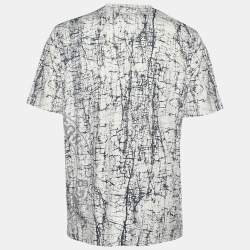 Pre Owned Louis Vuitton White Cracked Print Jersey T-Shirt XL
