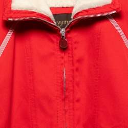 مملوكة مسبقًا Louis Vuitton Red Cotton & Shearling Lined Zip Front Bomber Jacket S