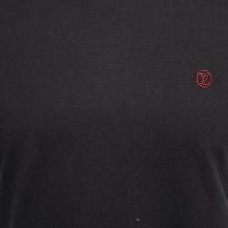 Louis Vuitton Black Cotton Logo Embroidered Short Sleeve T-Shirt S