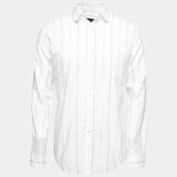 Louis Vuitton White Cotton Logo Embroidered Button Front Shirt L