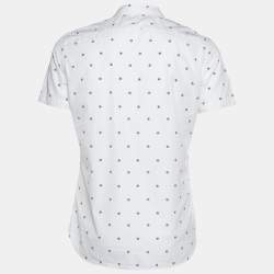 Louis Vuitton White Monogram Print Cotton Short Sleeve Shirt M