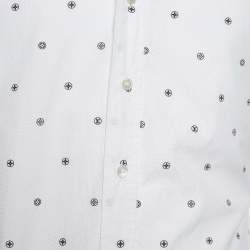 Louis Vuitton White Monogram Print Cotton Short Sleeve Shirt M