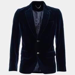 Louis Vuitton Navy Blue Velvet Button Front Blazer M