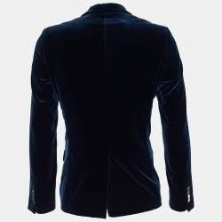 Louis Vuitton Navy Blue Velvet Button Front Blazer M