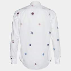 Louis Vuitton White Logo Print Cotton Button Front Shirt S