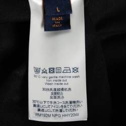 Pre Owned تي شيرت لوي فيتون قطن أسود مطبوع شعار الماركة يغطيه بالكامل أكمام قصيرة مقاس كبير (لارج)