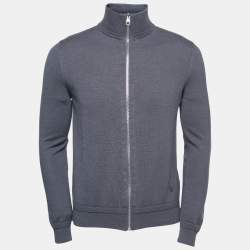 Louis Vuitton Grey Knit Zip Closure Jacket S