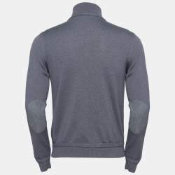 Louis Vuitton Grey Knit Zip Closure Jacket S