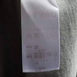 Pre Owned Louis Vuitton Grey Silk & Cotton Knit Logo Detail T-Shirt M 